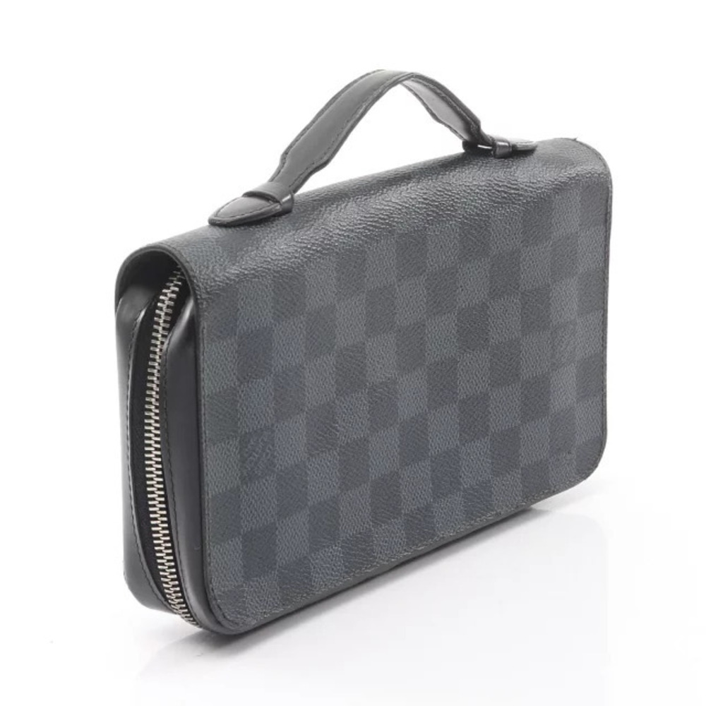Louis Vuitton Round Leather Damier Zippy Long Graphite Black Wallet